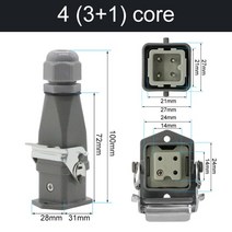 HDC-HA 직사각형 헤비 듀티 커넥터 10A 16A 4 5 6 8 핀 코어 항공 방수 산업 플러그 소켓, 4core