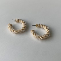 나나퀸 엔틱 진주 크리스탈 볼드 링귀걸이 귀걸이