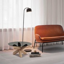 북유럽사이드테이블 인테리어 탁자 협탁 라운드, 78 검정+회색 유리 재강화유리