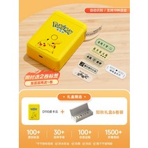 D110 라벨 프린터 가정용 스티커 라벨 부착기 가격 바코드 식품 유통 기한 휴대용 소형 열감 블루투스 휴대폰 투명 컬러 네임 스티커, AP.D110 피카츄+지추 선물세트 6매입