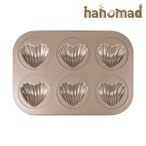 hanomad 줄무늬 하트 모양 마들렌틀 팬 6구_(미니오븐 입문자)
