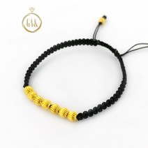 24k 순금 호박 주름공 볼 매듭 끈 팔찌 남자 여자 3.75g