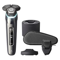 독일 직구 SkinIQ 기술이 적용된 필립스 Shaver Series 9000 압력 보호 센서가 있는 전기 습식 및 건식 면도기 이중 강철 정밀 면도날 유연한 360도 면도 헤드 S9987/59-17761, S9987/55