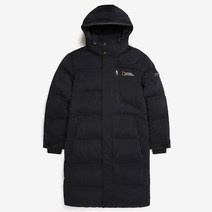 내셔널지오그래픽 남여 공용 카이만 프로 RDS 구스다운 롱패딩 빅로고 카본 블랙 N214UDW890