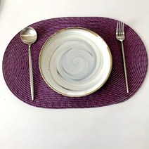 4인식탁보 식탁투명매트 우드식탁매트 패키지 4pp 단열 미끄럼 방지 플레이스 매트 식탁 그릇 접시 패드 방수 세트 드 테이블 주방, [01] 4PCS, [01] 타원형, [08] G