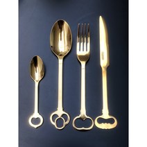 [셀레티] 키틀러리 커틀러리 1세트 Seletti Keytlery Cutlery Set 영국직배송, 골드(1인용-4P)