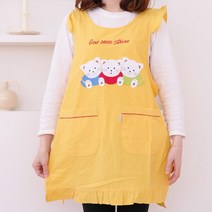 데코나인 고양이3마리앞치마 원피스 어린이집앞치마 캐릭터, 고양이3마리앞치마-노랑