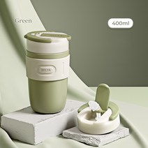 세라믹 라이너 열 낯 짝 316 스테인레스 스틸 열 병 커피에 대 한 빨 대 물병으로 오래 지속 열 보존, 400ml, Green