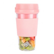 믹서텀블러 텀블러 미니 쉐이크 믹서기 300ML 미니 전기 Juicer 기계 스무디 블렌더 휴대용 자동차 컵 믹서, 02 분홍색