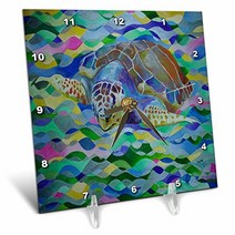 3dRose dc_19312_1 Sealife Loggerhead Turtle Desk Clock 6 by 6-Inch, 1