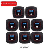 일산화탄소 측정기 감지기 경보기 lcd co sensor 5 년 일산화 중독 경고 화재 혼자 내장 85db 사이렌 인간의 음성 소리, 8pcs 블랙 공동