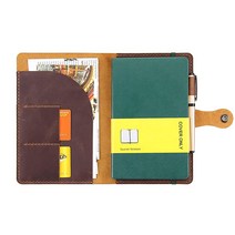 몰스킨 하드커버 수제 저널 커버 라지 사이즈 12.7 x 21cm(5 x 8.25인치) 노트 펜 홀더 스냅 클로저가 있는 빈티지 가죽 커버 하드커버 노트북용 - 커피, Brown