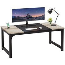 LITTLE TREE 177.8cm70.8인치 XL 이그제큐티브 컴퓨터 사무실 책상 그레이+블랙