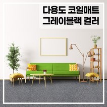 라임 코일 현관 매트 두께 20mm, 그레이+블랙 90x120(cm), 1개