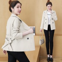 더블하프코트 봄가을 계절 작은 키 와이드 루즈핏 트렌치코트 숏 양복코트 여성 상의 2580662092