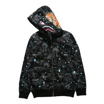 Baonmy 후드 패션 카모 상어 재킷 에이프 소년 소녀 후디 스카이블랙