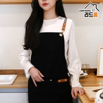 바이더준 데님 가죽 방수 앞치마 카페 공방 어린이집 미용 바리스타 꽃집 유치원 미술, 1개, 크래프트_블랙