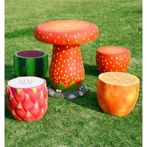 과일모양 테이블 어린이용 어린이집 공원 테라스 키즈, 빨간버섯 테이블 1개 의자 4개