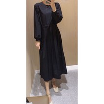 가을 긴팔 뒷지퍼 바스락 스판 셔링 롱 주름원피스 임산부 하객룩