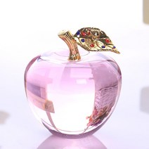 사과 문진 크리스탈 오브제 페이퍼웨이트 유리 생일선물 장식품, 8cm 핑크 크리스탈 사과