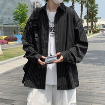 면 논아이론 스트라이프 민트색 Y 남자 난방 셔츠 린넨 파란색 여성 삼색 오버핏 빅사이즈 남성