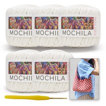 [니뜨]모칠라실(45g)x5볼+모사용코바늘4/0호+다미체크숄더백도안, 30_화이트