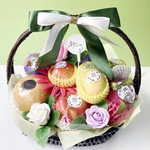 고품격 과일 바구니-정성모아 과일바구니/병문안/출산/생신/생일/진급 축하선물/크리스마스 선물, 축하합니다 리본