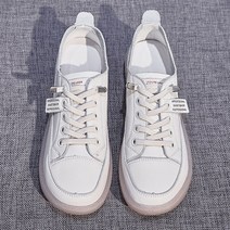 도오빠 데이슨 여성 가죽 스니커즈 운동화 캔버스화 컬러끈 고무끈 단화 데일리 사계절 여자신발