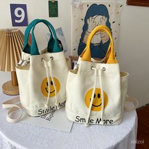 로이조이 여성 심플 스마일 캔버스백 숄더 토트백 버킷 백