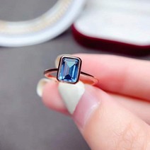 티티새상회 925 스털링 실버 5x7mm 천연 런던 블루 토파즈 보석 패션 반지 여성용 고급 주얼리 탄생석 선