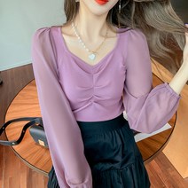 루나걸 엣찌 쉬폰 소매 블라우스