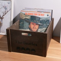 비닐 레코드 보관 상자 나무 LP 컬렉션 랙 보관 수납장 원목 CD 거치대 레코드 보관함, 큰 사이즈, 커피 색상