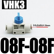 SMC 백색 공압 커넥터 VHK3 수동 밸브 VHK2-04-04F / 06-06F 08-08F 10-10F 12-12F 양방향 부품, 08 VHK3-08F-08F exhaust