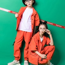 치치차차 아동 댄스복 방송댄스복 - 오렌지컬러상하세트