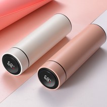 원터치 스마트 온도 디스플레이 보온보냉 텀블러 500ML, 붉은색