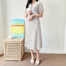 요시아나 [세일] [당일발송] 알리체 잔꽃 목선 레이스장식 원피스 -2컬러