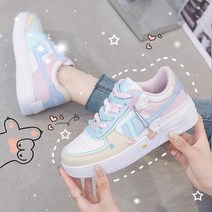 Y.GA 2023 봄 가을 학생 귀여운 키높이 스니커즈 여성 패션 발편한 운동화 여자 마카롱 컬러 굽높은 캐주얼 슈즈 방수 미끄럼 방지 신발 통기성이 좋다