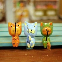 낚시하는 고양이 인형 3마리 장식 발리인테리어 소품, 상세페이지 참조