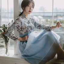 도화 소라 쉬폰 허리치마
