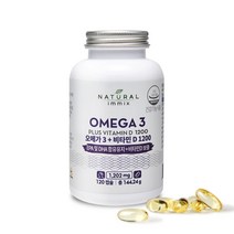 내추럴이믹스 오메가3 1100mg 비타민D 1000IU 혈행 뼈 건강 도움 120캡슐, 5개, 120정