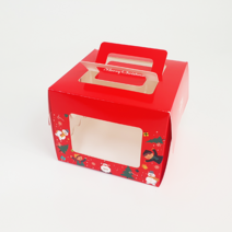 크리스마스 미니케익창상자(받침포함) 산타, 화이트사각레이스, 10개