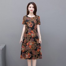 중노년 원피스 엄마 여름옷 향운단 미드 여성의류 고귀한 반팔 하프기장 배가리기 2572648039