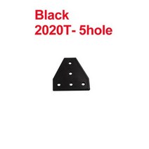 2피스 5 구멍 블랙 실버 조인트 보드 플레이트 코너 각도 브래킷 연결 스트립 2020 3030 4040 알루미늄 프로파일, 03-2020T-Black