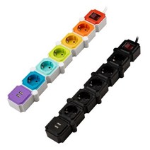 [천하지엘씨] 파워존 테트리스 멀티탭 USB 5구 1.5m, 5구usb_레인보우 1.5m