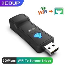 무선 라우터 공유기 EDUP 와이파이 이더넷 랜 컨버터 브리지 USB 포트 무선 리피터 300Mbps 2.4 GHz TV