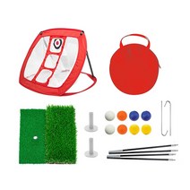 가정용스크린골프 스윙연습 옥상 실내골프연습장 접을 수있는 접이식 케이지 훈련 공 실내 야외 치핑 그물 세트 스윙 고무 티 피칭 타격 매트, 빨간색