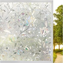 홈데코 스테인글라스 필름 레인보우 프라이버시 창 3D 장식 스테인드 글라스 스티커 비접착 정적 접착 유리 홈 오피스용, D+45x200 cm