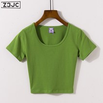 Z3JC 여성 화이트 티셔츠 라운드 티셔츠 여성 트렌드 슬림핏 레깅스