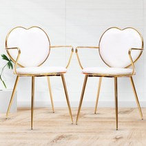 1+1 식탁 의자 2P 세트 하트 카페 인테리어 화장대 다이닝 체어, 하트다이닝체어_화이트2개