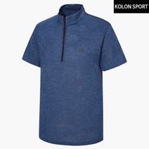 코오롱스포츠 코오롱 남성 자카드 반팔 집업티셔츠 JWTCM22221-BLU